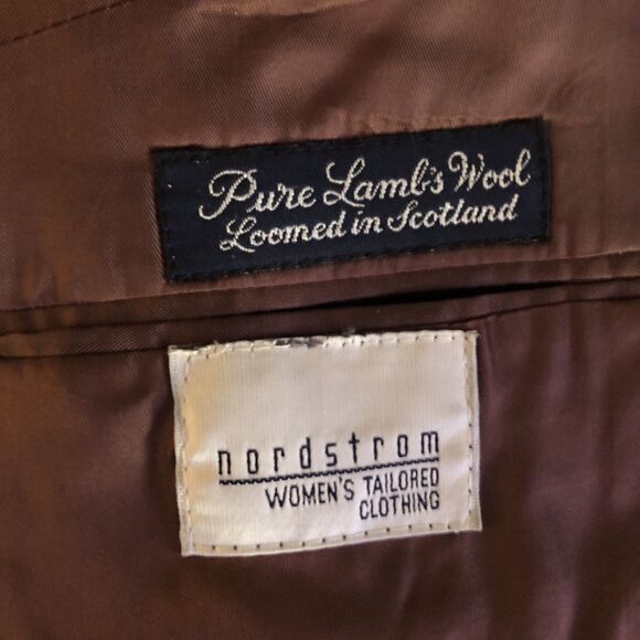 VTG Burberrys Scottish Lambswool Plaid Blazer Womens Sz 10 Burgundy 2 Button USA - Picture 10 of 15